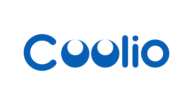 Coolio Logo Coolio logo with blue letters on a white background.
