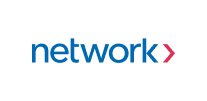Network Logo Network logo with blue text and a pink arrow