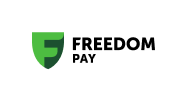 FreedomPay Logo FreedomPay logo with a green shield icon and bold black text.