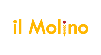 Логотип Il Molino з жовтими літерами та графічними елементами Логотип Il Molino