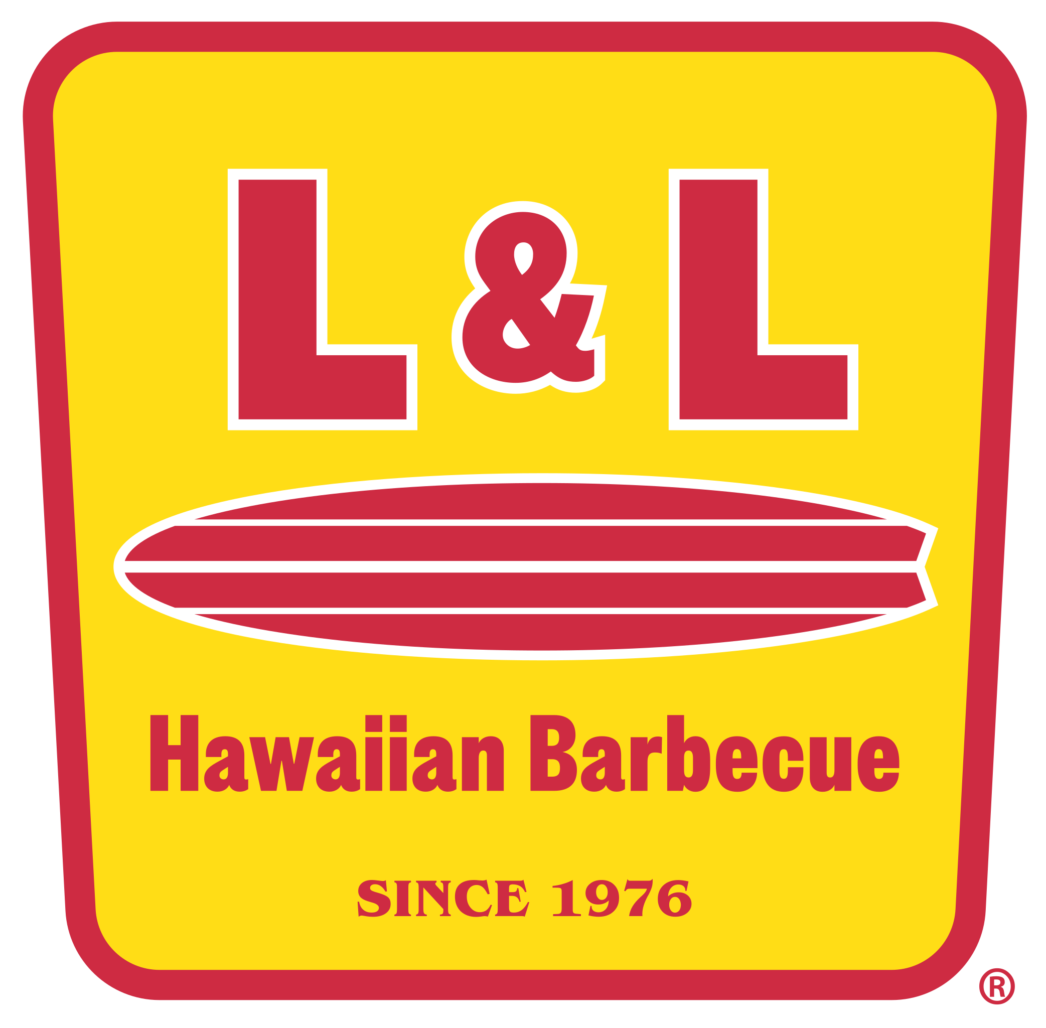 L&L Hawaiian Barbecue Log L&L Hawaiian Barbecue logo with bright yellow and red elements